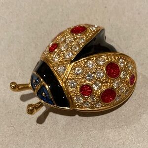 Elegant Goldtone and Red Ladybug Brooch